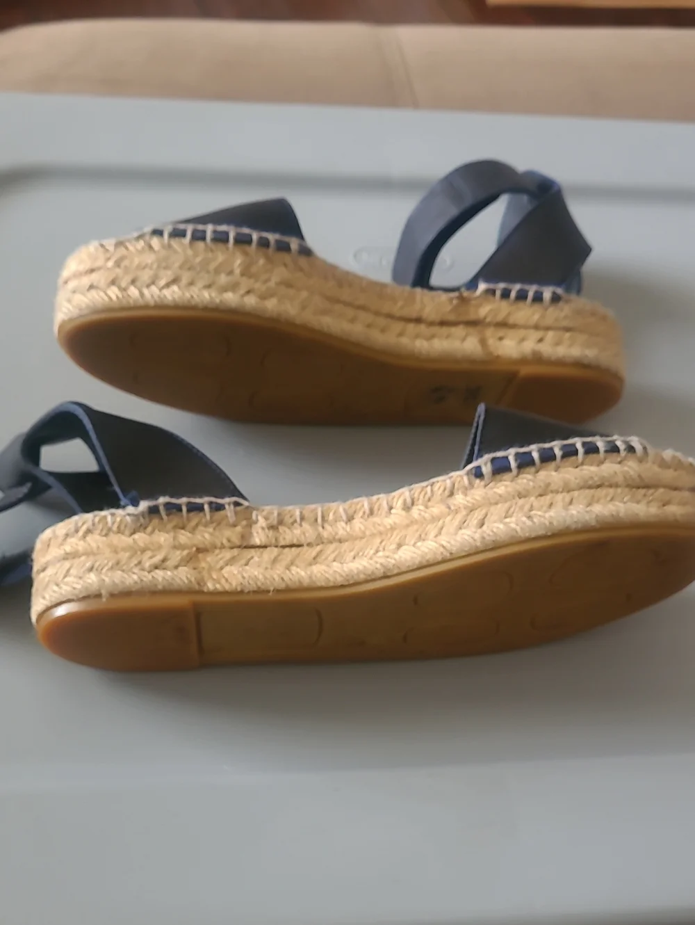 VINCE. Wedge Espadrille Sandals in Navy Blue - Women's Size 5